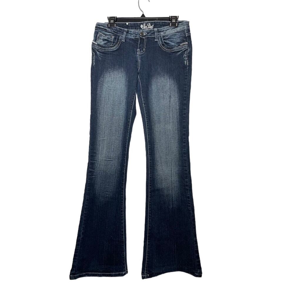 Red Rivet Jeans Juniors 9 Boot Cut Dark Wash Denim Embellished Pockets Western